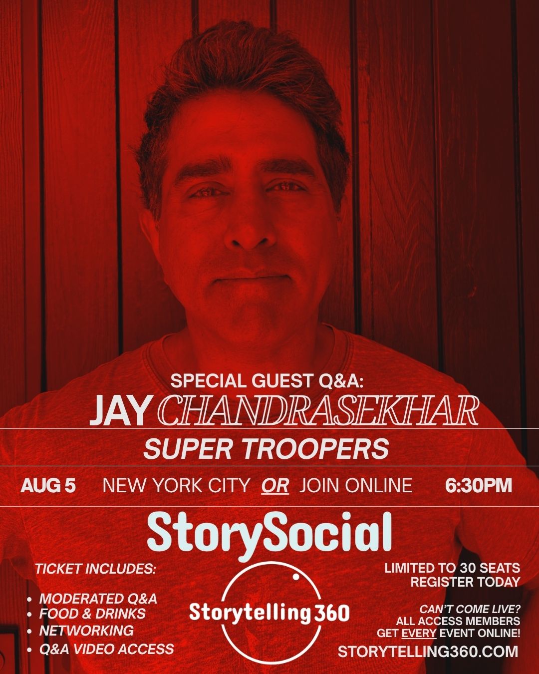 Storytelling360: StorySocial | Aug 5th | New York, NY (SPECIAL GUEST: JAY CHANDRASEKHAR)