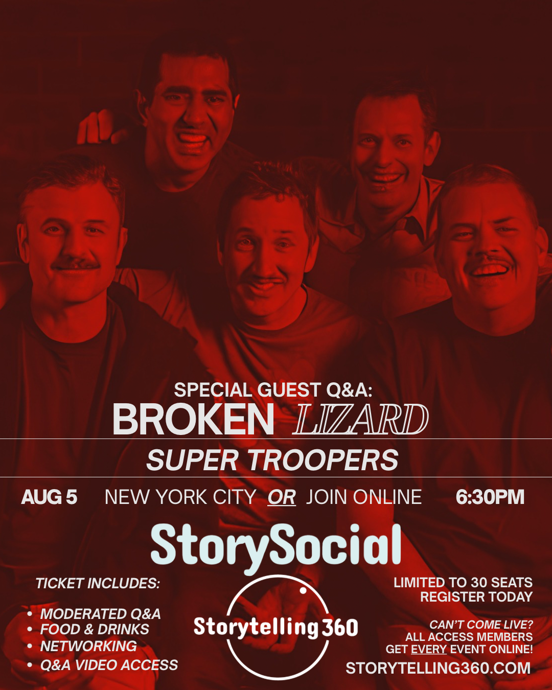 Storytelling360: StorySocial | Aug 5th | New York, NY (SPECIAL GUEST: Broken Lizard)