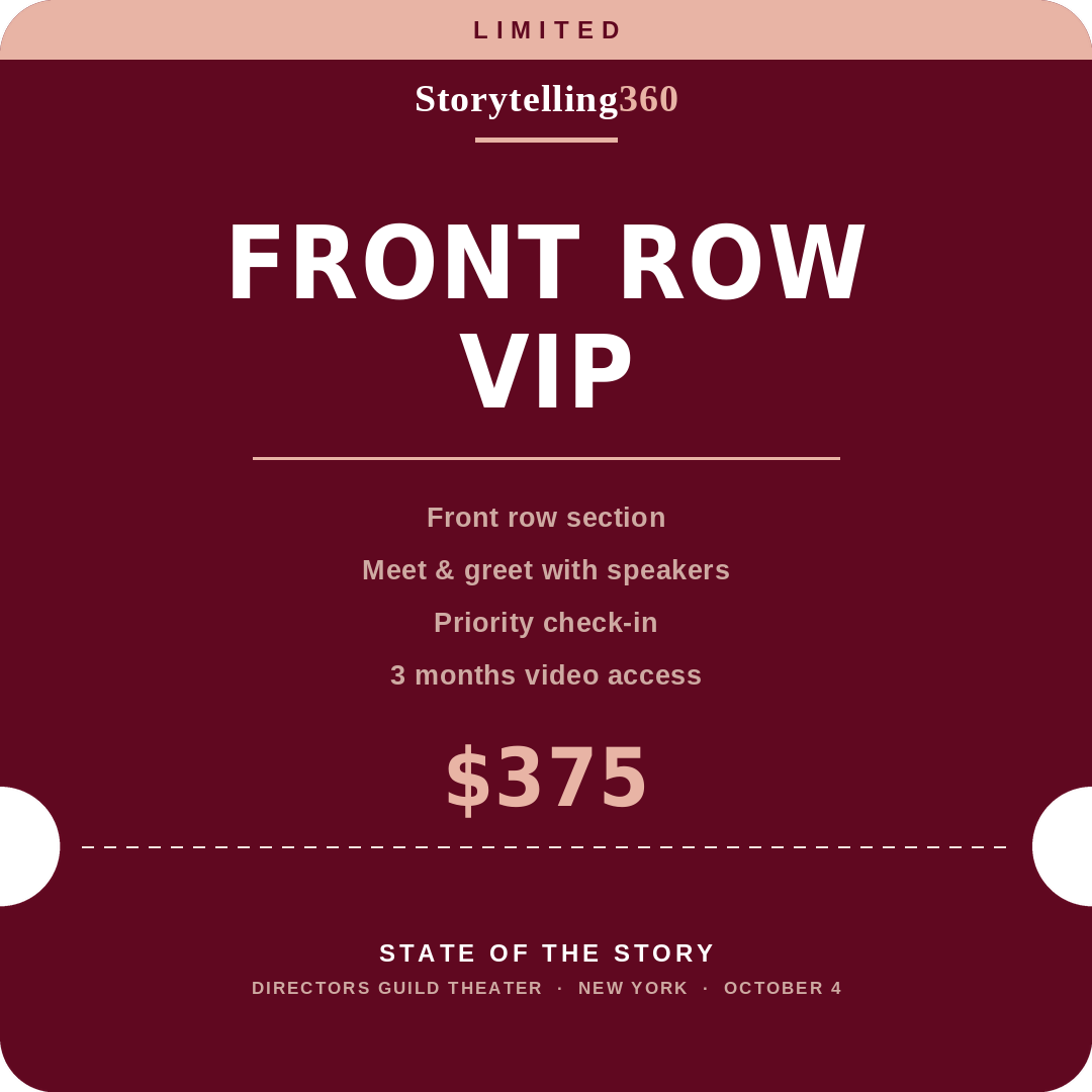 Front Row VIP + Meet & Greet — NYC, Oct 4